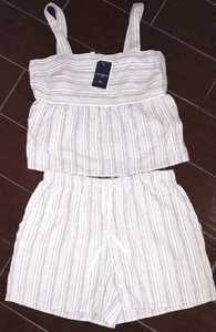 Lucky Brand Linen Tank Top & Shorts 2 pc Set Women’s S/P Loungewear  NWT - Picture 1 of 8