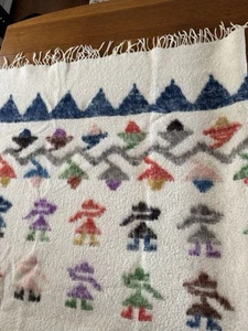 Hand Woven Wool Alpaca Peruvian Blanket 1970’s. 76” Wide 90 Long.  Dried Cleaned - Picture 1 of 4
