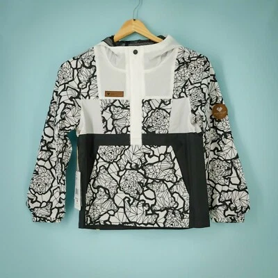 Chaqueta cortavientos Obermeyer niños talla extra grande XL estampado de oso finlandés negra NUEVA Foto 1 de 4