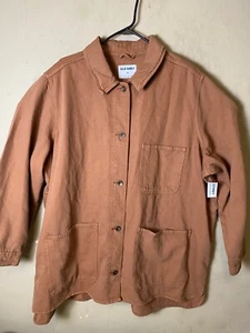 Old Navy Canvas Chore Shirt Jacket Women’s 3XL Tan Shacked Long Sleeves- NWT - Picture 1 of 12