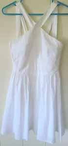 Victoria’s Secret White Cotton Dress Sleeveless Crossback Picnic Sporty Sz 4 - Picture 1 of 4