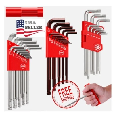 Meterk 35PCS/Set Allen Wrench Long Arm Hex Key Set T-Handle for SAE Metric E108 - Image 1 of 4