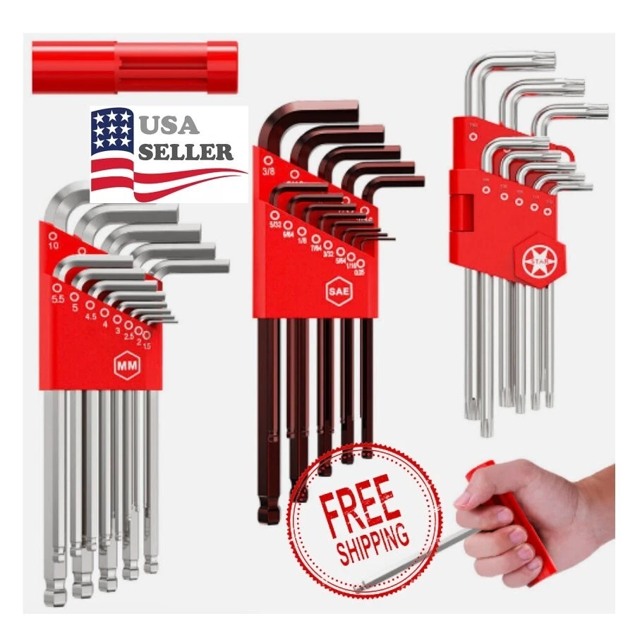 Meterk 35PCS/Set Allen Wrench Long Arm Hex Key Set T-Handle for SAE Metric E108 - Image 1 of 4