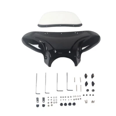 Carenado delantero universal negro parabrisas Batwing para Harley Honda Yamaha Suzuki Foto 1 de 4