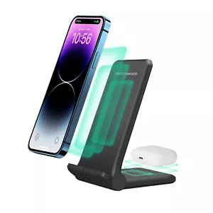 2in1 Wireless Charger Dock Foldable Charging Station For iPhone 16 X Samsung S25 - Picture 1 of 14