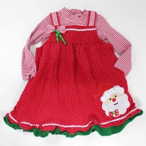 Rare Editions Girl 4T Christmas Jumper & Turtleneck Shirt Set Red White Corduroy - Picture 1 of 8