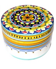 ~Deruta~ Italian Geometrico Trinket Covered Box Gialletti Giulio
