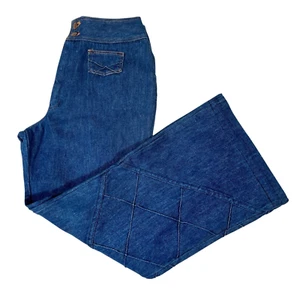 Vintage Maverick Womens Blue Denim High Rise Pocket Wide Leg Jeans Sz 15/16 Y2K - Picture 1 of 21