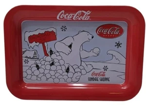 Coca Cola Sundae Shoppe Mini Tin Rolling Tray Polar Bears BT2 - Picture 1 of 4