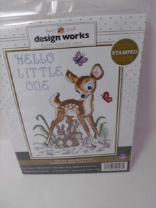 Design Works BABY DEER BIRTH ANNOUNCEMENT Stamped Cross Stitch 11" x 14" Design Works BABY DEER BIRTH ANNOUNCEMENT Stamped Cross Stitch 11" x 14"