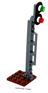 LEGO Grey Train Signal Post Traffic Lights with Brown Plate (Made of 15 pieces) - Picture 1 of 3