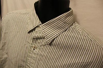 Camisa Para Hombres Marquis Puño Abatible L/S Botón Frontal Verde Rayas Talla L 100% Algodón Foto 1 de 4