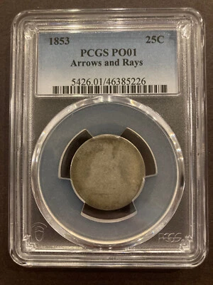 1853 Arrows and Rays Seated Liberty Quarter PCGS PO01 Poor Lowball Type Set - Image 1 of 2