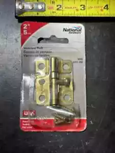 National Hardware V833 2" Window Bolt in Steel, Brass Finish, N151-266 - Picture 1 of 2