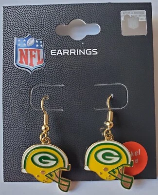 Pendientes de fútbol americano PSG NFL 3/4" casco logotipo del equipo Green Bay Packers Foto 1 de 4