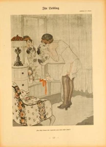 SIMPLICISSIMUS 1913 VON KAINER IHR LIEBLING AUF LEINEN ORIGINAL - Bild 1 von 1