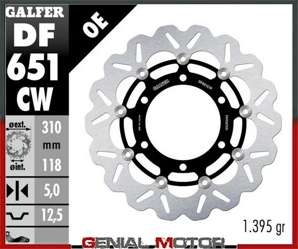 Disco de freno delantero Galfer WAVE FLOAT FULL 310x5mm TRIUMPH SPEED TRIPLE 955i 99>01 Foto 1 de 1