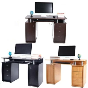 Computer Desk PC Laptop Writing Table Workstation with 3 Drawer +Stroage Cabinet - Picture 1 of 23