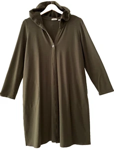 J. Jill pure jill 🌸 size L LP army green tunic length one button hoodie jacket - Picture 1 of 7
