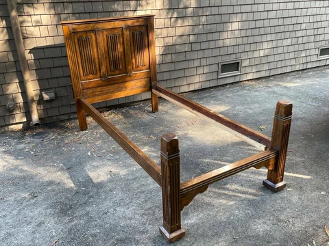 Antique carved oak twin bed Cover