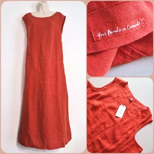 Seasalt 24 RRP £75 BNWT Red Sleeveless Linen Midi A-Line Dress Pockets - Picture 1 of 22