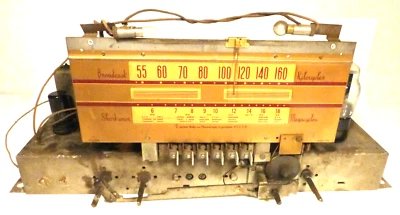 vintage EMERSON 368 CONSOLE RADIO:  Untested CHASSIS w/ALL 6 TUBES- good graphic - Image 1 of 4