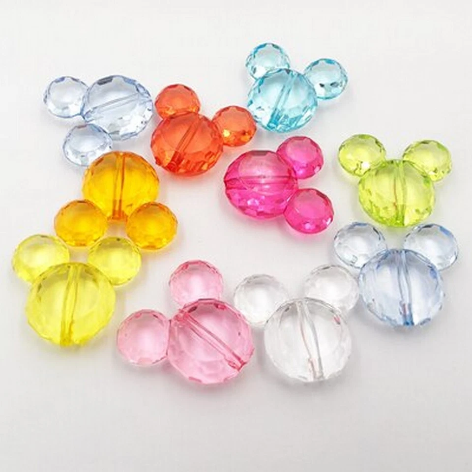 SAVMER Perle en Acrylique Souris 37mm x 34mm Mickey Couleur au Choix
