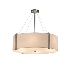 Justice Textile Drum Pendant in Brushed Nickel - FAB-9514-WHTE-NCKL-LED8-5600 - Picture 1 of 1
