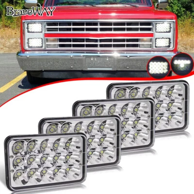 Faros LED de haz alto bajo de 4x6 pulgadas para Chevy C10 G20 R10 K10 K20 K5 Blazer 4 piezas Foto 1 de 4