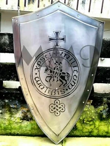 Medieval Knight Shield All Metal 28 Handcrafted Battle Armor Medieval - Picture 1 of 3
