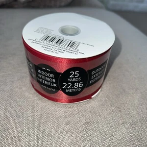 25 Yds Red Offray Ribbon 2&1/2 “ Wide Polyester Valentines Christmas - Picture 1 of 4