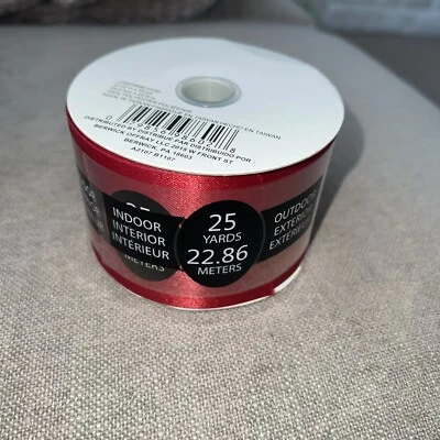 25 Yds Red Offray Ribbon 2&1/2  “ Wide Polyester Valentines Christmas - Image 1 of 4