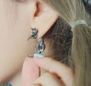 1x Leopard Ear Cuff Ohrstecker Sweep Wrap Vintage silberfarben Katze slv ECF11 - Bild 1 von 2