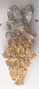 Beautiful 10K Golden Yellow Sapphire & Diamond Grapes Pendant - Picture 1 of 4
