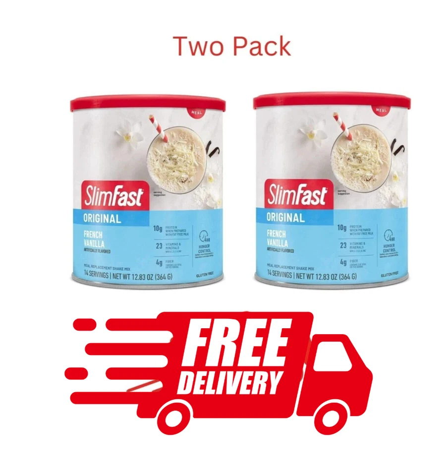 (2 PACK) SlimFast Original Comida Repuesto Batido Polvo, Vainilla Francesa, 12.83 Foto 1 de 1