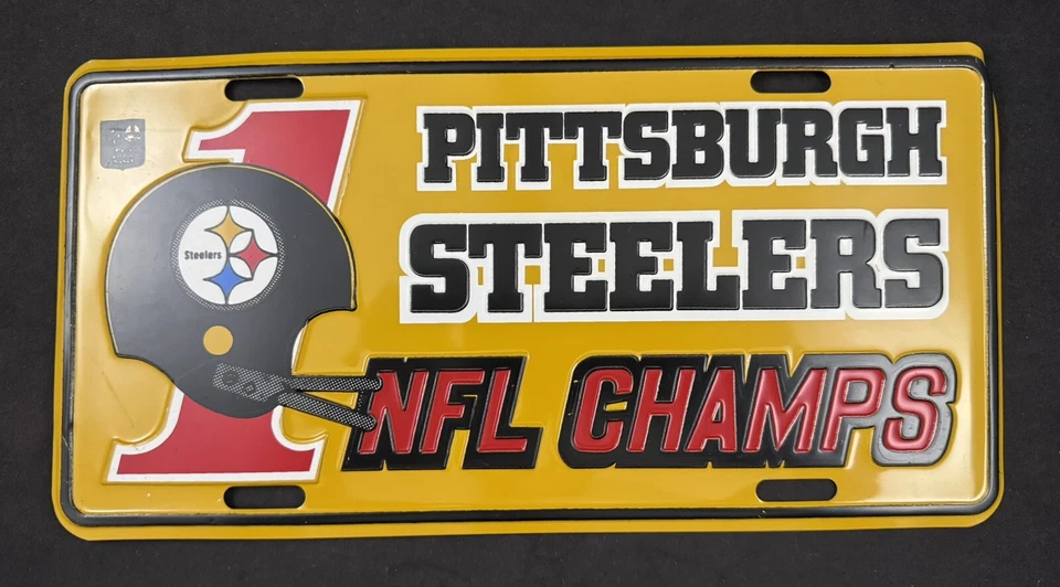 Placa de licencia de metal vintage de los Pittsburgh Steelers NFL Champs #1 Foto 1 de 2