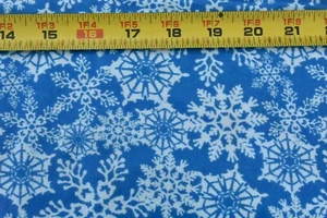 21" Long, Large White Snow-Flakes on Blue Flannel, Jo-Ann, V259 - Picture 1 of 7