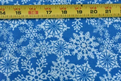 21" Long, Large White Snow-Flakes on Blue Flannel, Jo-Ann, V259 - Image 1 of 4