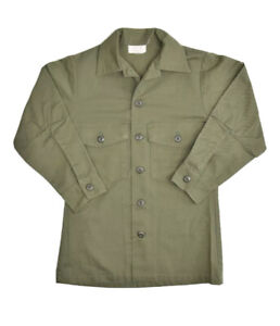 Vintage US Army OG 107 Fatigue Shirt Mens 13.5 Military Uniform Sateen