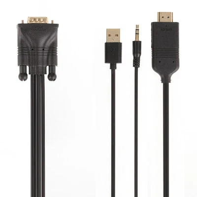 1.8M HD 1080P VGA to HDMI + USB + 3.5mm Audio Video Adapter Cable For PC TV HDTV - Image 1 of 4