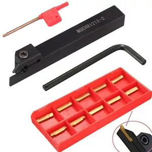 Abstechstahl Drehmeißel Klemmhalter Bohrstange 12x12mm +10 Tlg Wendeplatten - Bild 1 von 11
