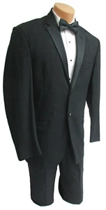 Men's Black Kenneth Cole Reaction Tuxedo Jacket with Satin Notch Lapels 48XL - Picture 1 of 5