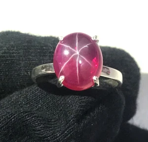 Red Star Ruby Ring 925 Silver Ruby Women's Ring Wedding Ring Anniversary Gift - Picture 1 of 5