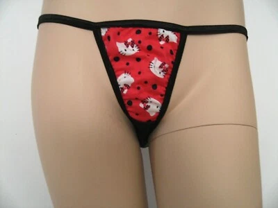 Red Hello Kitty knickers black Tango Panties nylon back  Adult feminine Lingerie — 第 1/2 张图片