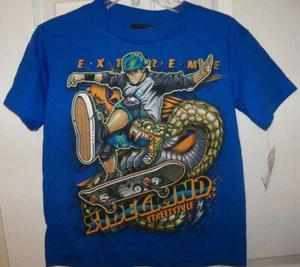 Skateboard Snake Blue Short Sleeve Shirt Boys Size Small 4 NWT  - Picture 1 of 1