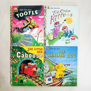 Little Golden Book - Vintage Lot Of 4 90's - Tootle - Red Caboose - Sailor Dog  - Picture 1 of 11