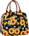 Lunch Bags For Women Insulated Box Cooler Tote Bag Sunflowers Picnic Hiking Work