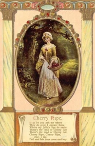 Postal: Pretty Lady with Basket of Cherries, Cherry Madura, DB 1910 - Imagen 1 de 2