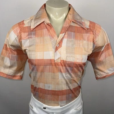 Винтажная диско-рубашка 60-е 70-е хиппи битник MCM Mod геометрическая абстрактная мужская большая - Изображение 1 из 4