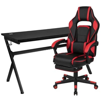 Juego de sillas reclinables Flash Furniture Gaming Escritorio y Racing en negro y rojo Foto 1 de 4